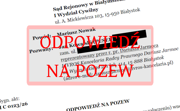 odpowiedź na pozew